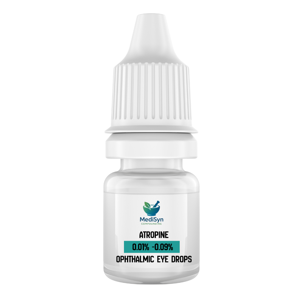 Atropine 0.01%–0.09% ophthalmic eye drops